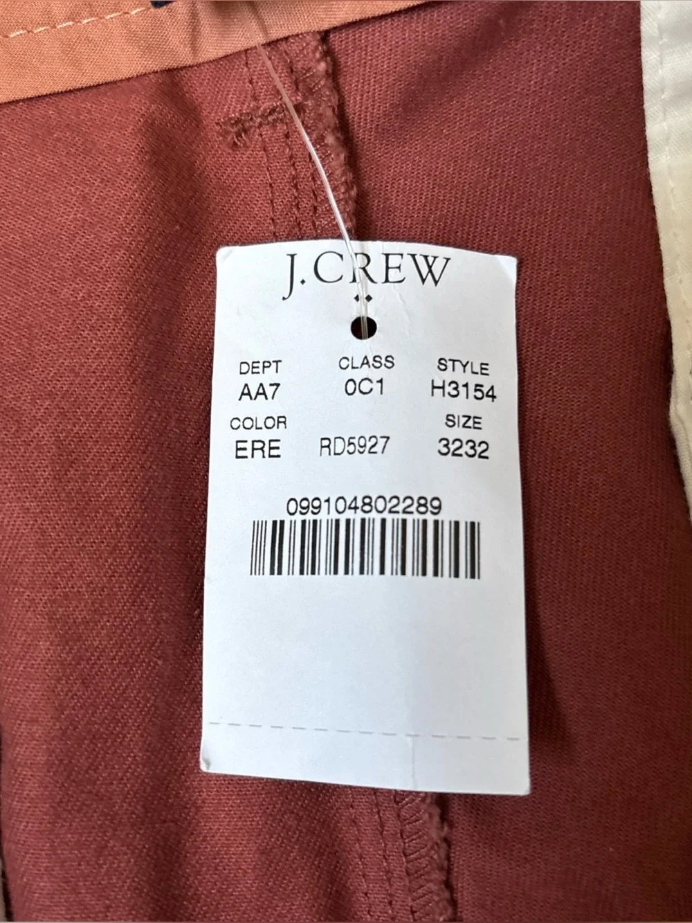 J. Crew Mens Driggs Slim Fit Chino Pants, 32x32, Muted Coral/Dusty Pink, NWT